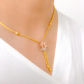 Contemporary Blush Flower 22k Gold Necklace