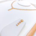 Shimmery Flower CZ 22k Gold Necklace Set