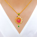 Royal Round Peacock 22k Gold Pendant Set