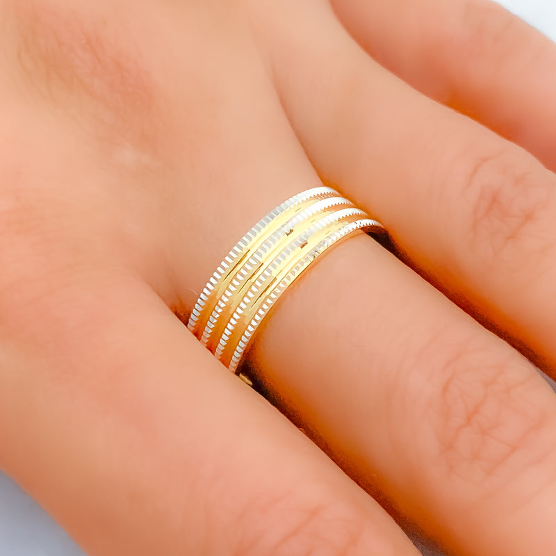Ritzy Textured Two-Tone 22k Gold Band