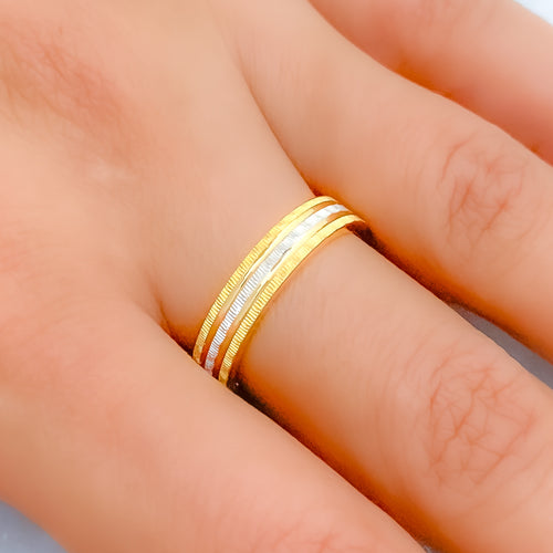 Sleek Three-Tier 22k Gold Band