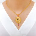 Beautiful Gold Accented Peacock 22k Gold Pendant Set
