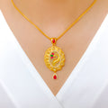 Beautiful Gold Accented Peacock 22k Gold Pendant Set