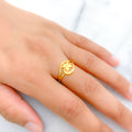Chic Matte Flower 22k Gold Ring