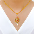 Classic Studded Pendant 22k Gold Set