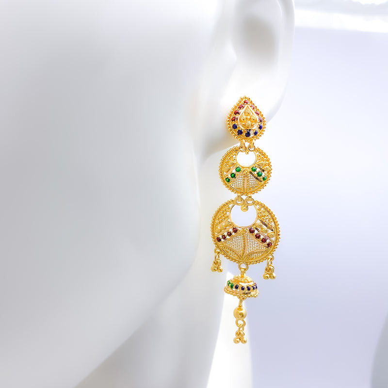 Kord Store Women's Gold Plated Latest Filgree Chand Bali Style Light Weight  Earrings with Lct Kundan - Golden Yellow (Brown) : Amazon.in: Fashion