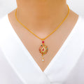 Navratan Stone Pendant 22k Gold Set