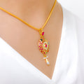 Navratan Stone Pendant 22k Gold Set