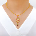 Vibrant Ruby + Emerald Pendant 22k Gold Set