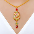 Vibrant Ruby + Emerald Pendant 22k Gold Set