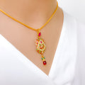 Vibrant Ruby + Emerald Pendant 22k Gold Set