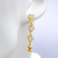 Trendy Hanging Hearts 22k Gold Earrings