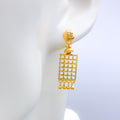 Ritzy Checkered Hanging 22k Gold Earrings
