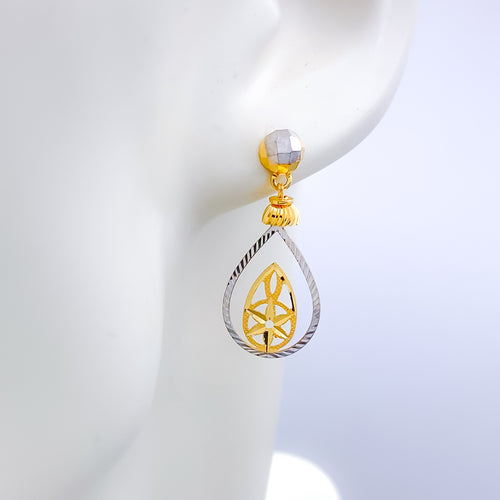 Shining Dainty Leaf 22k Gold Earrings