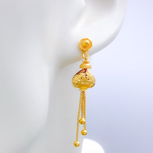 Lavish Accented Tassel 22k Gold Earrings