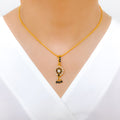 Petite Pearl + Onyx Pendant 22k Gold Set