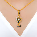 Petite Pearl + Onyx Pendant 22k Gold Set