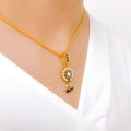 Petite Pearl + Onyx Pendant 22k Gold Set