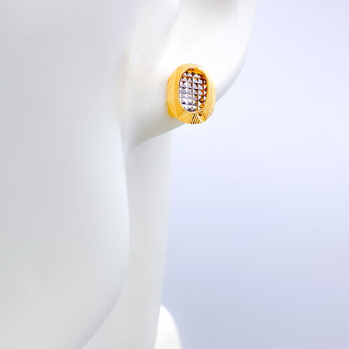 Shimmering Two-Tone 22k Gold Earrings