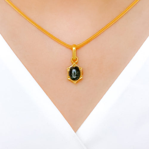 Onyx Star Pendant 22k Gold Set