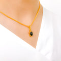 Onyx Star Pendant 22k Gold Set