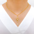 Tear Drop Pearl Pendant 22k Gold Set