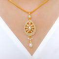 Tear Drop Pearl Pendant 22k Gold Set