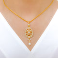 Tear Drop Pearl Pendant 22k Gold Set