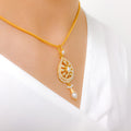 Tear Drop Pearl Pendant 22k Gold Set