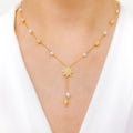 Flower Drop CZ + Pearl Necklace