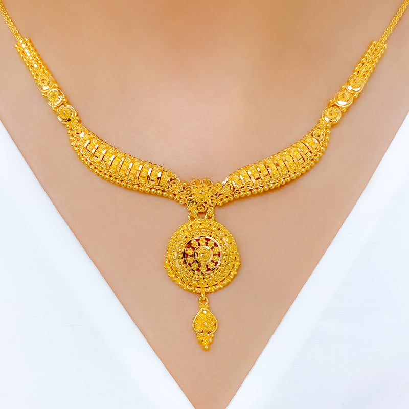 Floral Tear Drop 22k Gold Set