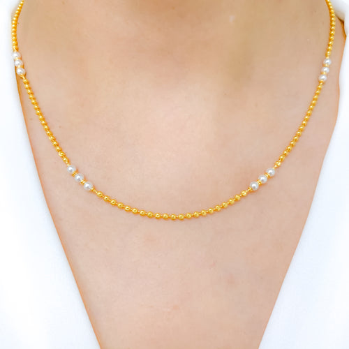 Classic Gold + Pearl Necklace