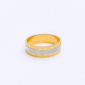 Contemporary Two-Tone 22k Gold Striped Band