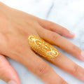 22k-gold-Shimmery Floral Long Ring 