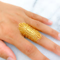 22k-gold-Sophisticated Long Fanned Ring 