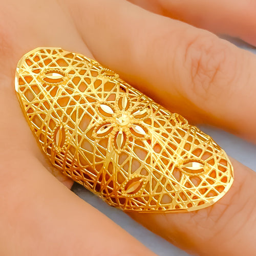 22k-gold-Contemporary Oval Flower Ring