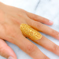 22k-gold-Magnificent Netted Floral Ring 