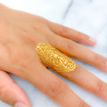 22k-gold-Contemporary Oval Flower Ring
