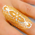 22k-gold-Extravagant Two Tone Flower Ring