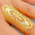 22k-gold-Sparkling Two Tone Flower Vine Ring 