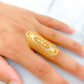 22k-gold-Sparkling Two Tone Flower Vine Ring 