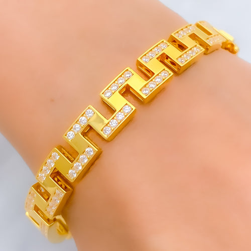 21k-gold-Impressive Sequenced Bangle Bracelet 