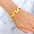 21k-gold-Reflective Alternating Bangle Bracelet 