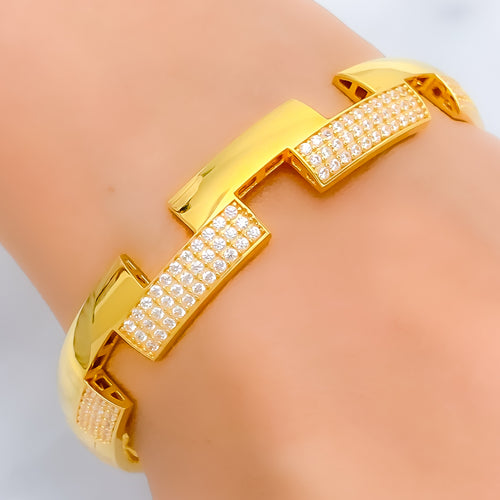 21k-gold-Reflective Alternating Bangle Bracelet 