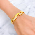 21k-gold-Reflective Alternating Bangle Bracelet 