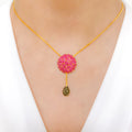 Dressy Red CZ Pendant with a Tassel Necklace