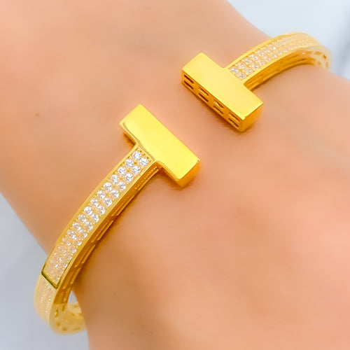21k-gold-Palatial Unique Open Bangle Bracelet 