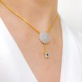Classy CZ Pendant with a Tassel Necklace