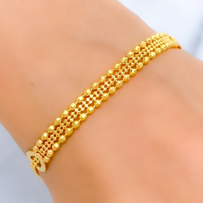 22k-gold-Lovely Heart Accented Bead Bracelet 