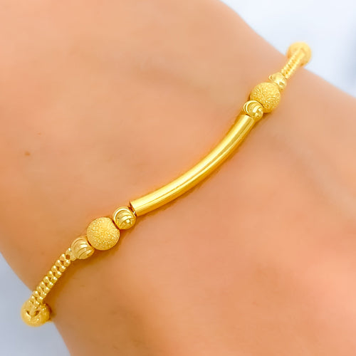 22k-gold-Fancy Slender Bead Bracelet